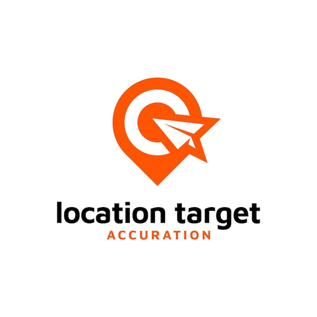 Paper plane with Target Board and Pin Address GPS location map logo design