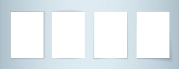 Вектор Бумажные плакаты с тенями реалистичные белые изолированные пустые баннеры с теневым наложением коллекция векторных 3d прямоугольных рамок