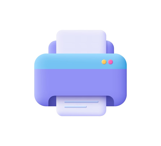 Vettore stampa carta attrezzature da ufficio forniture da ufficio icona vettoriale 3d stile minimal cartone animato