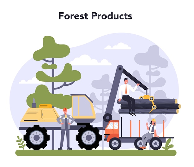 Vector paper production and wood industry concept