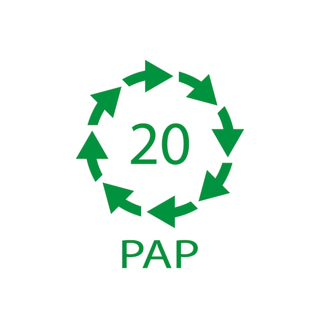 Paper recycling symbol PAP 20 Vector illustration