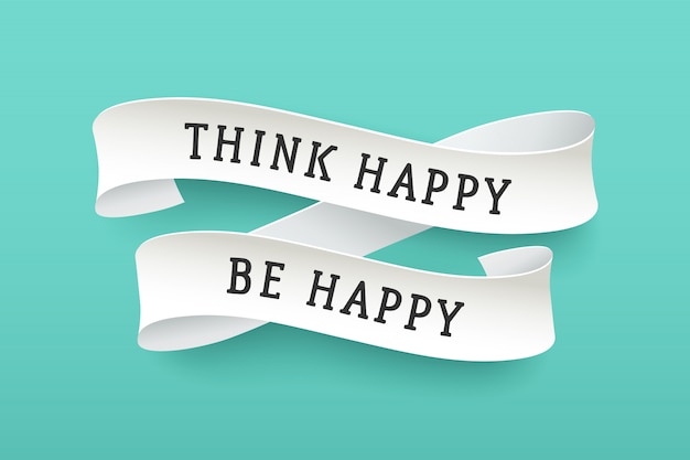 Vettore nastro di carta con testo think happy be happy