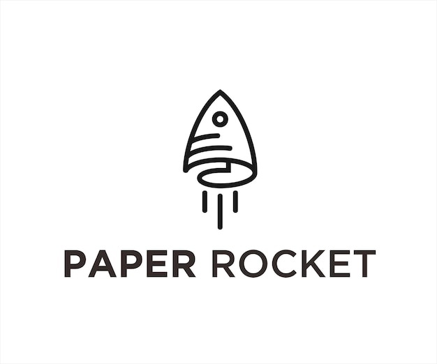 Paper rocket logo design vector illustration