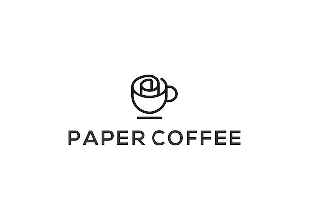 紙ロール コーヒー ロゴ デザイン テンプレート