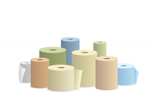 Paper rolls on white background vector illustration.