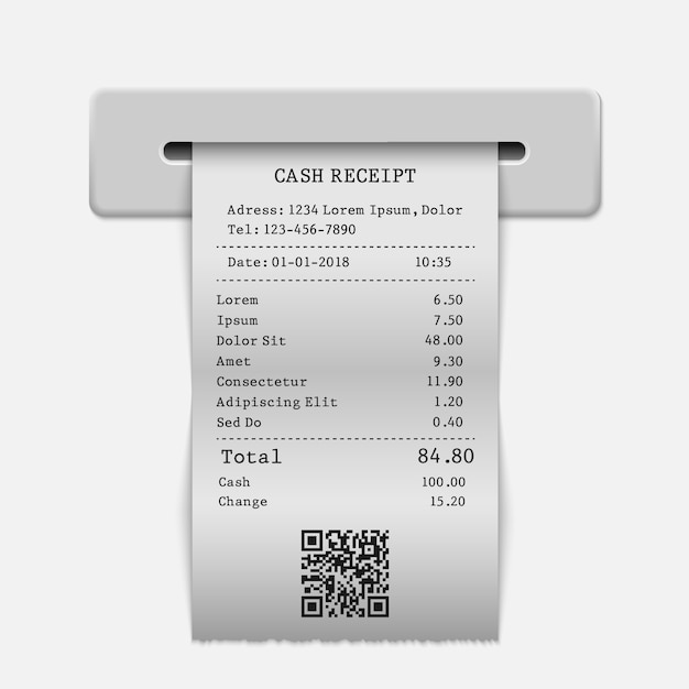 Paper sales printed receipt