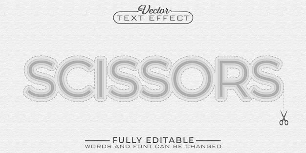 Vector paper scissors cut vector editable text effect template