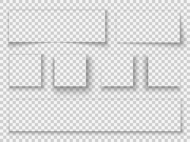 Vettore ombra di carta. bordo mockup di elementi trasparenti ombre realistiche cornice pagina divisore bordo scheda web banner modello mockup