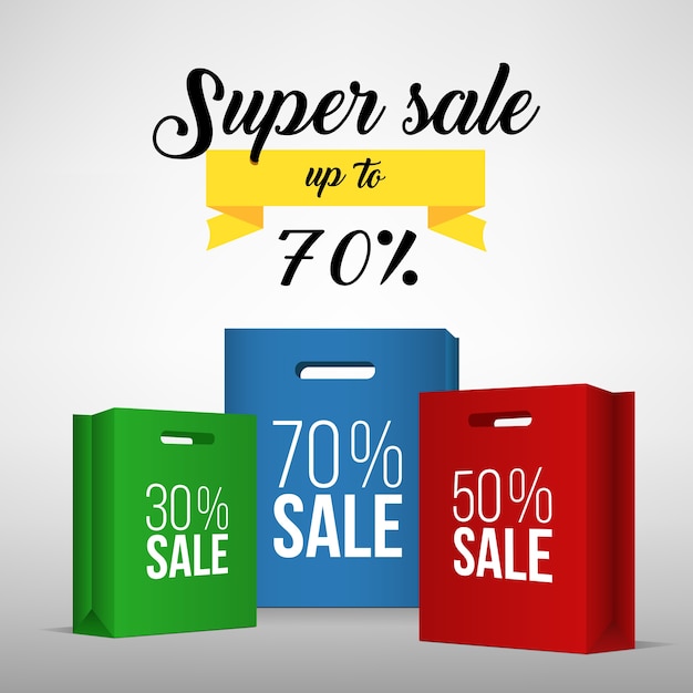 Paper shopping bag with sale promotion.