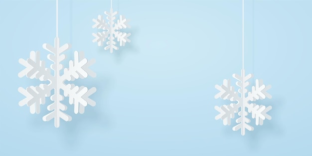 Paper snowflakes over blue background christmas illustration