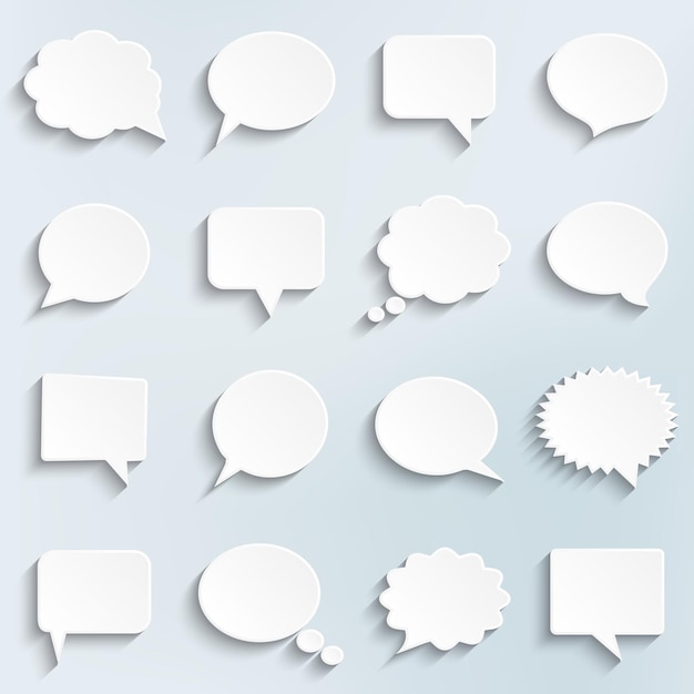 Paper speech bubbles set