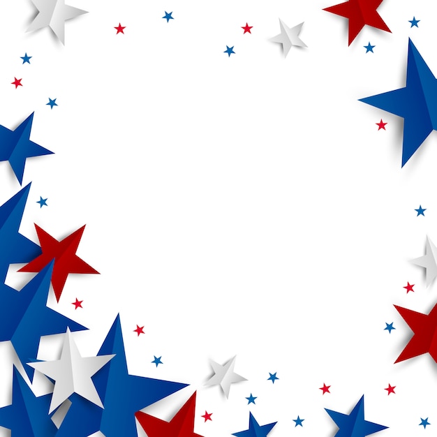 Paper star on white background with copy space Independence day and Holiday banner