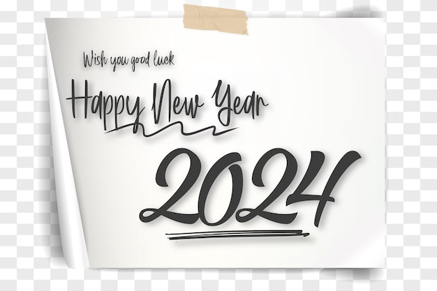 ベクトル 紙の付箋メモ メッセージ メモ帳と破れた紙シート 2024 年の新年の白紙の便箋