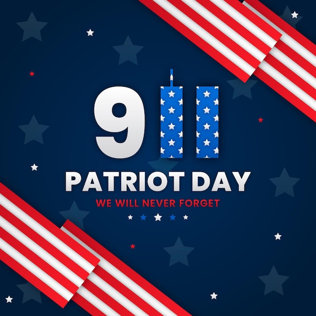 Vector paper style 9.11 patriot day illustration