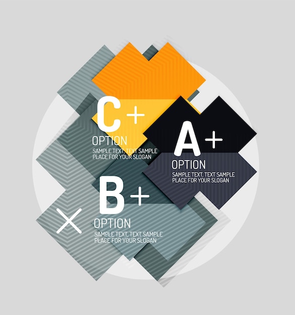 Forme geometriche astratte in stile carta con opzioni infografiche