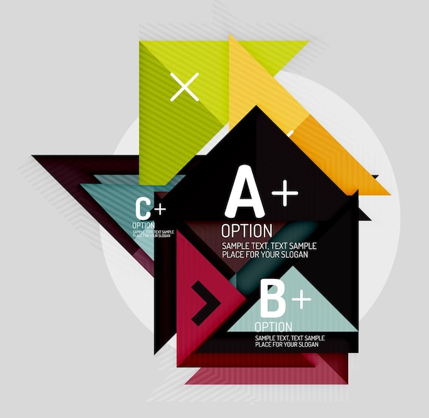 Vettore forme geometriche astratte in stile carta con opzioni infografiche