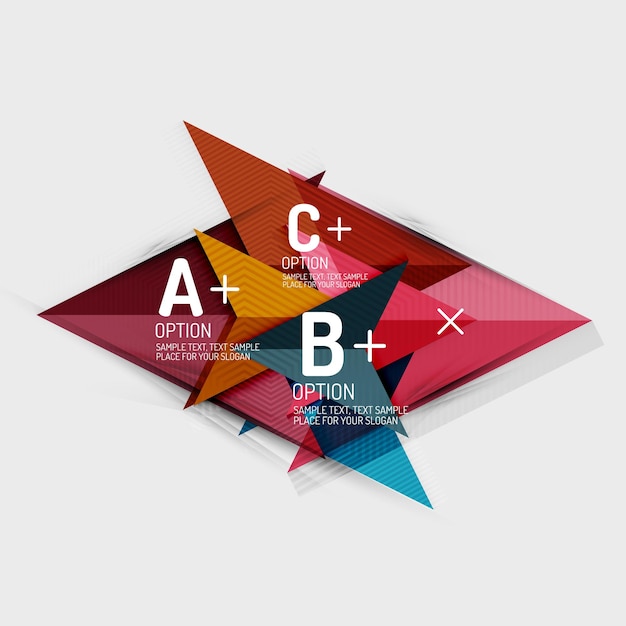 Vettore forme geometriche astratte in stile carta con opzioni infografiche