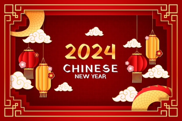 中国新年祭の紙のスタイルの背景