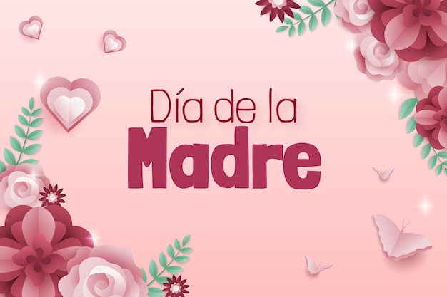 Вектор Фон в бумажном стиле для празднования дня матери на испанском языке
