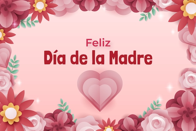 スペイン語で母の日祝いの紙のスタイルの背景