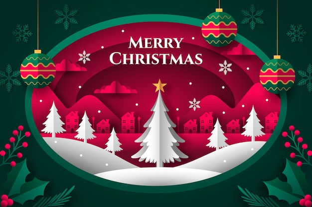 Vector paper style christmas background