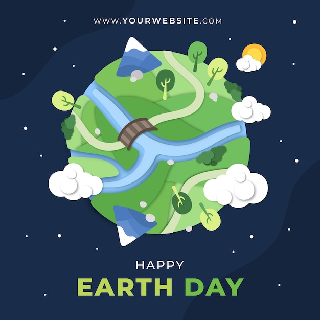 Paper style earth day illustration