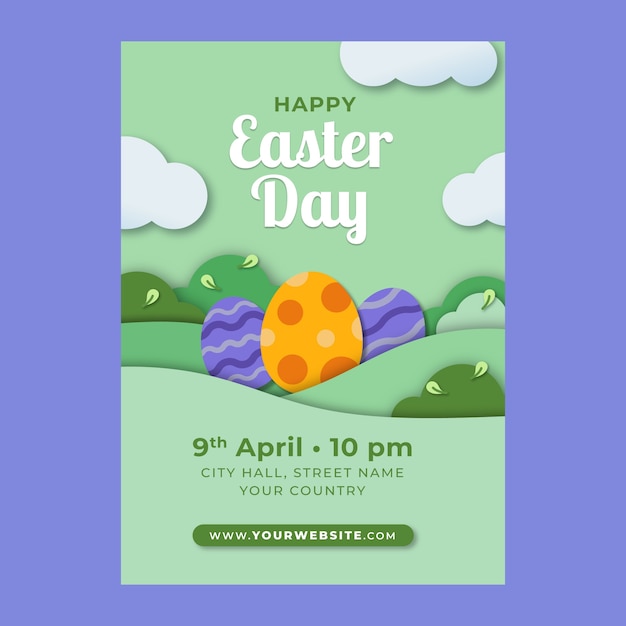 paper style easter celebration vertical poster template