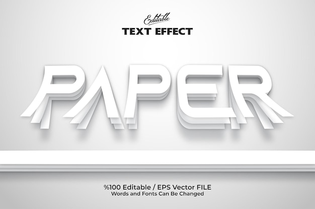 Paper style editable 'Paper' text effect written on white background