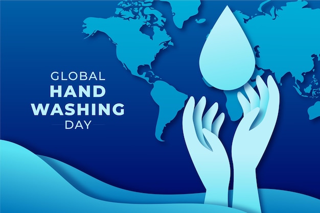 Paper style global handwashing day background