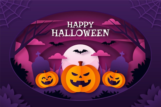 Paper style halloween background