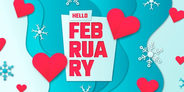 Vector paper style hello february background