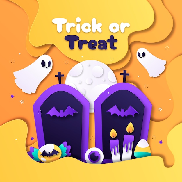 Paper style illustration for halloween season celebration