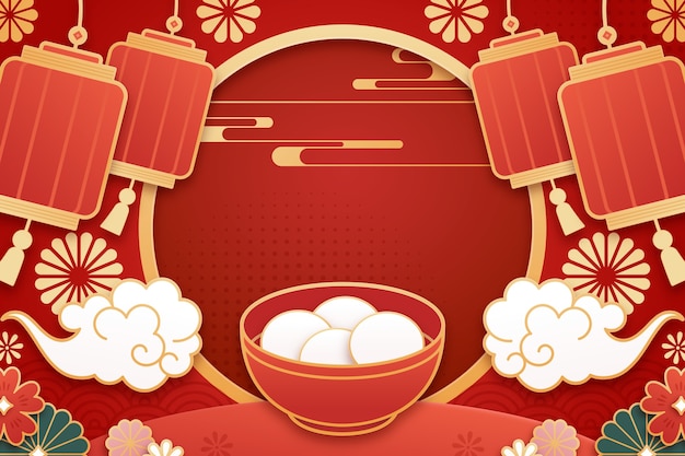 Vector paper style illustration for lantern festival celebration