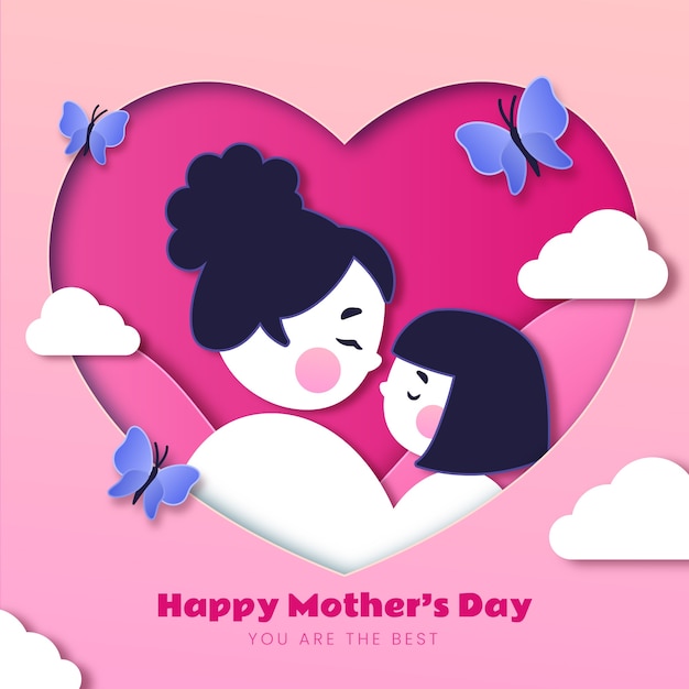 Paper style illustration for mother's day celebration