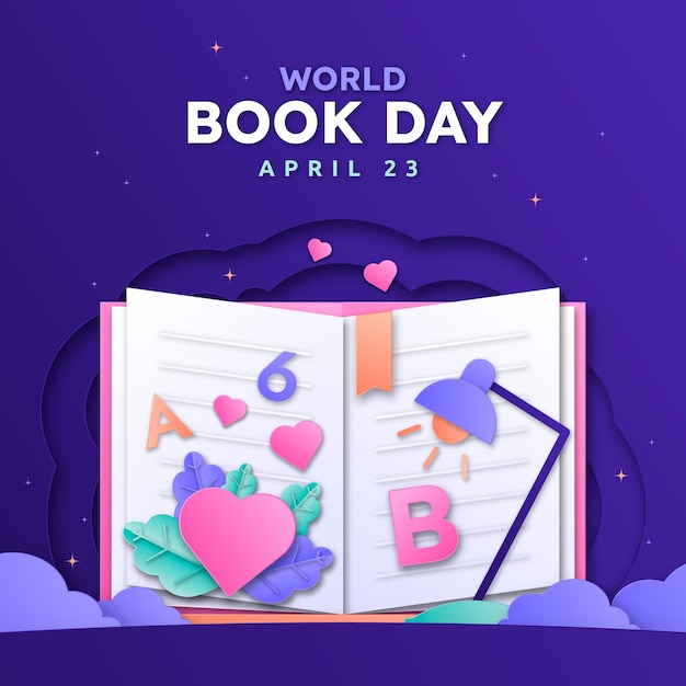 Paper style illustration for world book day celebration