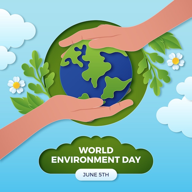 paper style illustration for world environment day celebration
