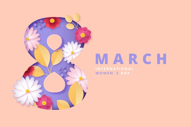 Paper style international women's day background