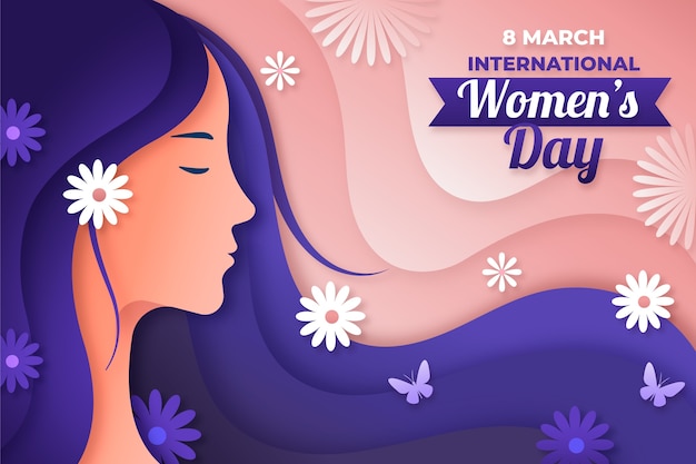 Vector paper style international women's day illustration