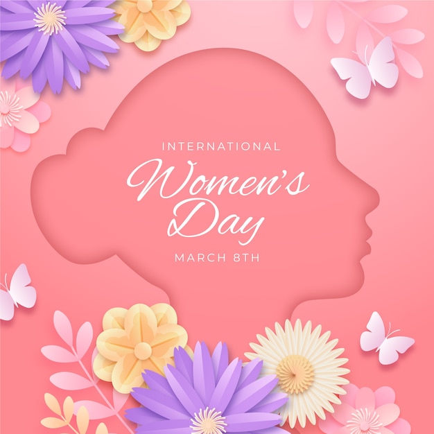 Vector paper style international women's day illustration