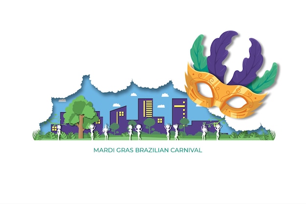 Paper style mardi gras concept