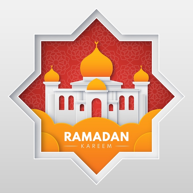 Vector paper style ramadan illustration