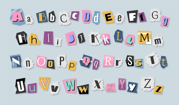 Vector paper style ransom note letter collection