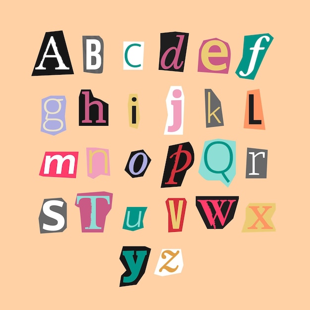 Paper style ransom note letter set