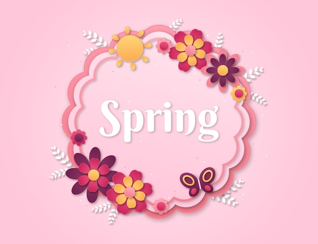 Paper style spring illustration