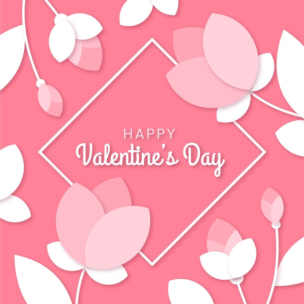 Vector paper style valentine's day flowers illustration