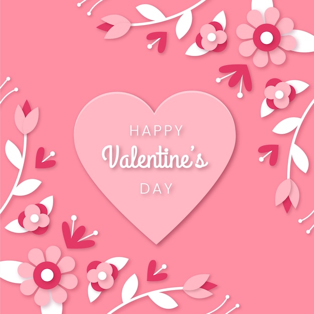 Vector paper style valentine's day flowers illustration