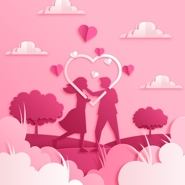 Vector paper style valentine's day illustration