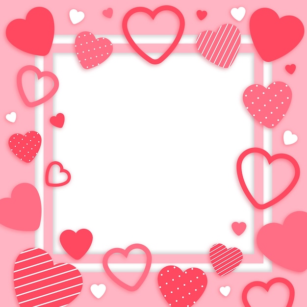 Vector paper style valentine's day photo frame template