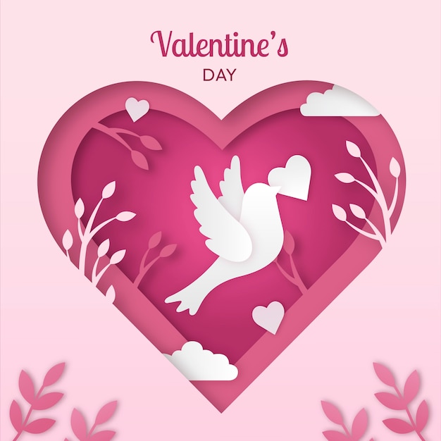 Vector paper style valentines day celebration illustration