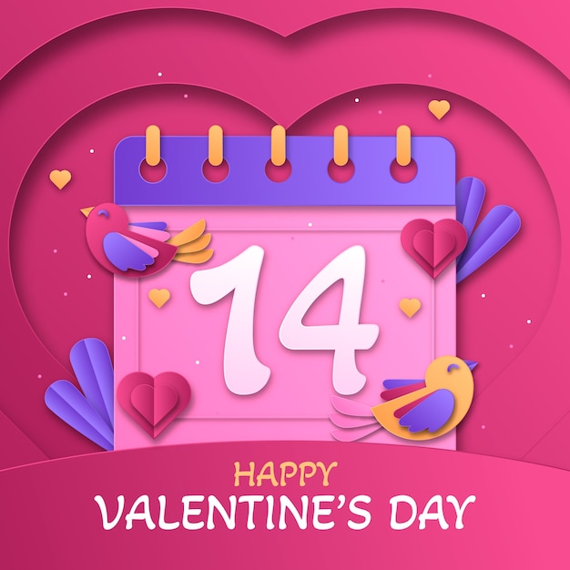 Vector paper style valentines day illustration